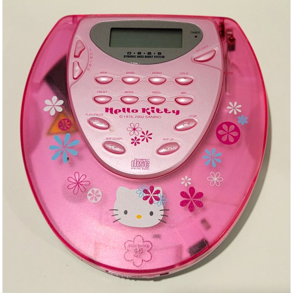 Fisher Hello Kitty CD315 Portable CD Player w/ AM/FM Radio Pink/Gray